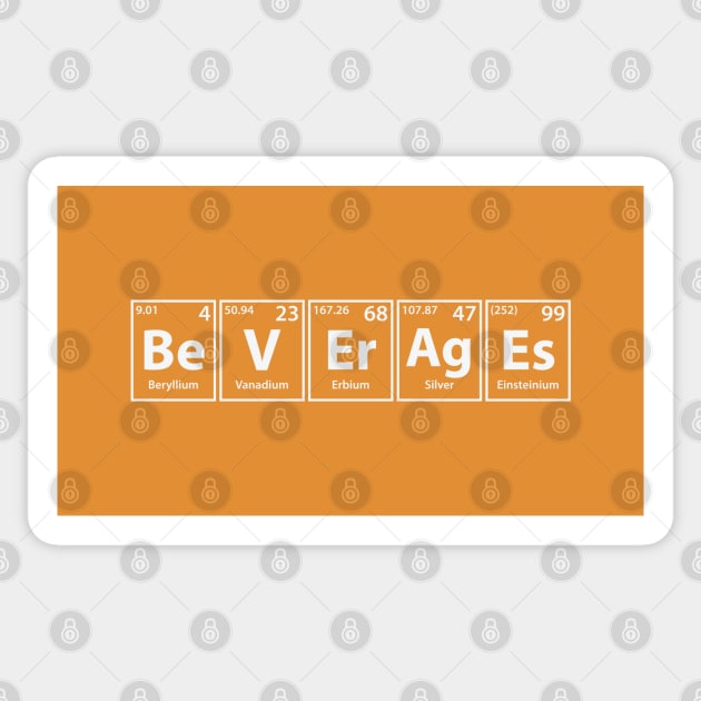 Beverages (Be-V-Er-Ag-Es) Periodic Elements Spelling Sticker by cerebrands